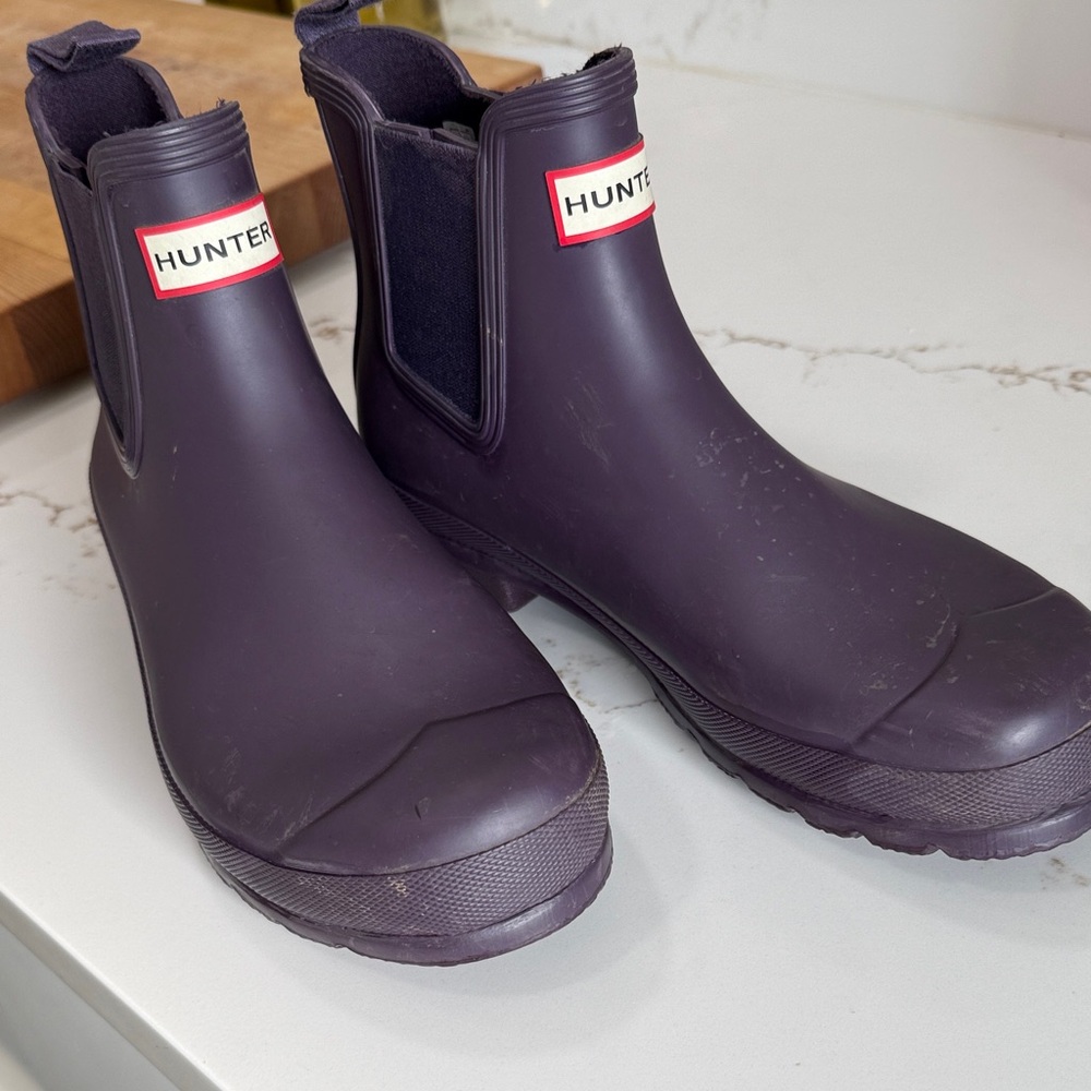 Hunter Dark Purple Chelsea Boots